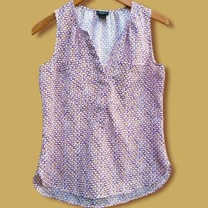 Ann Taylor Multicolor Pattern Sleeveless Blouse